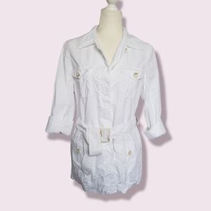 Lafayette 148 Utility Jacket with Belt Size 8 white like new